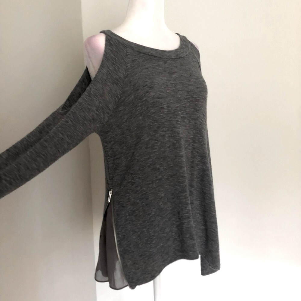 Olivaceous Long Sleeve Cold Shoulder Top